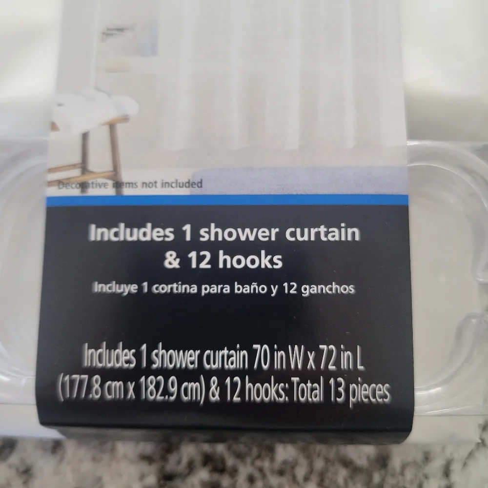 MAINSTAYS White Oasis clear striped chloride-free PEVA 13-piece shower curtain